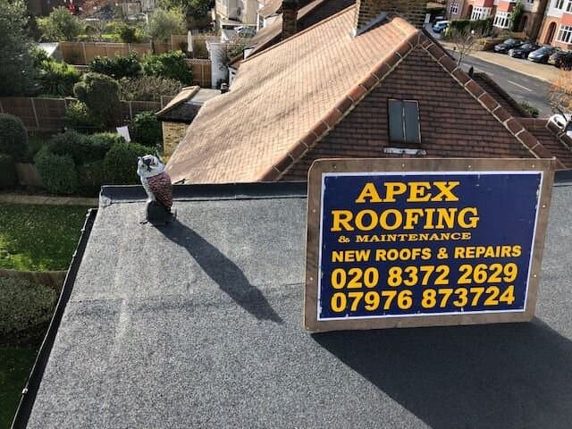 Flat roof project showing newly sealed waterproof layers