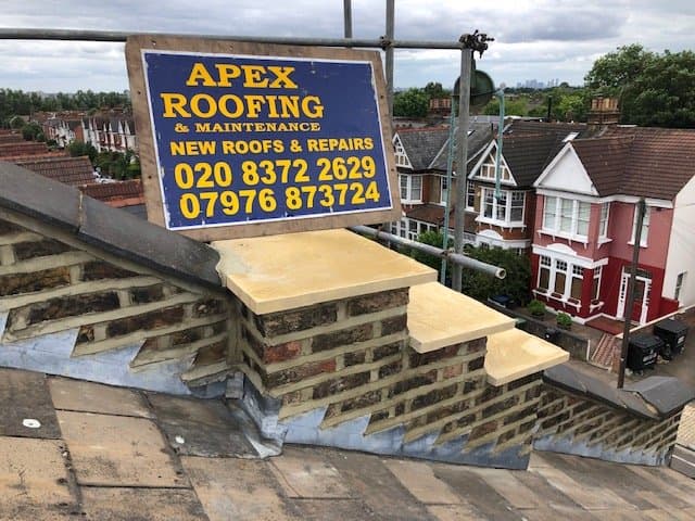 Roof junction repaired with a fresh waterproof surface